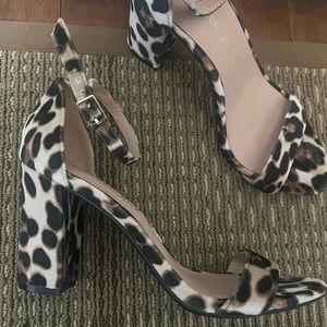 Leopard Block Heel Sandals